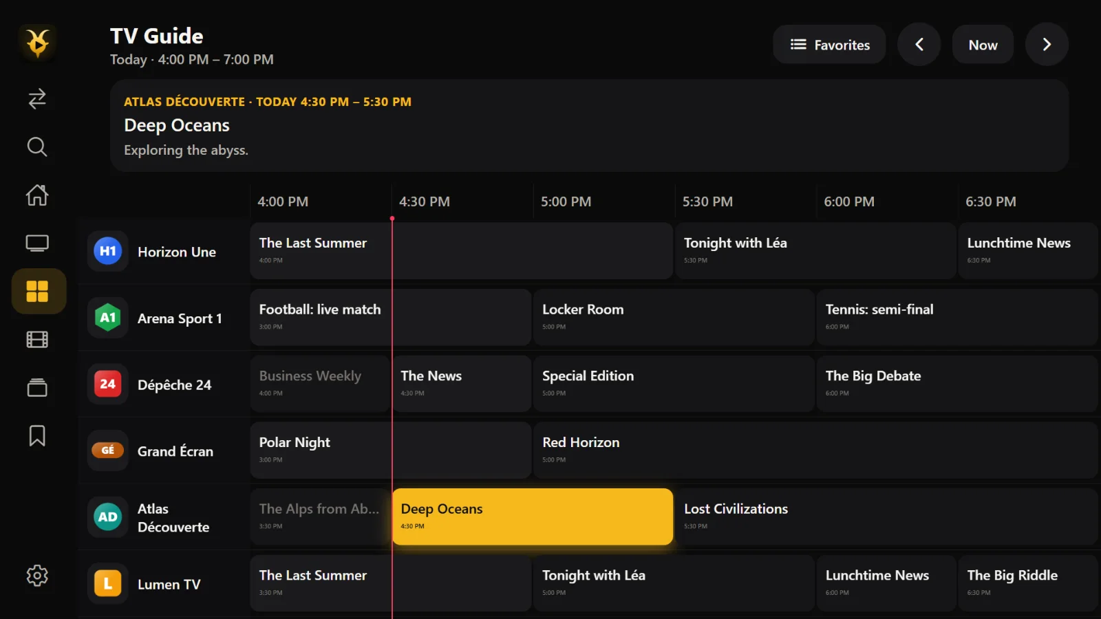 TV guide on a television