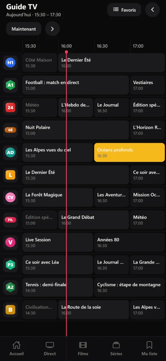 Guide TV en grille