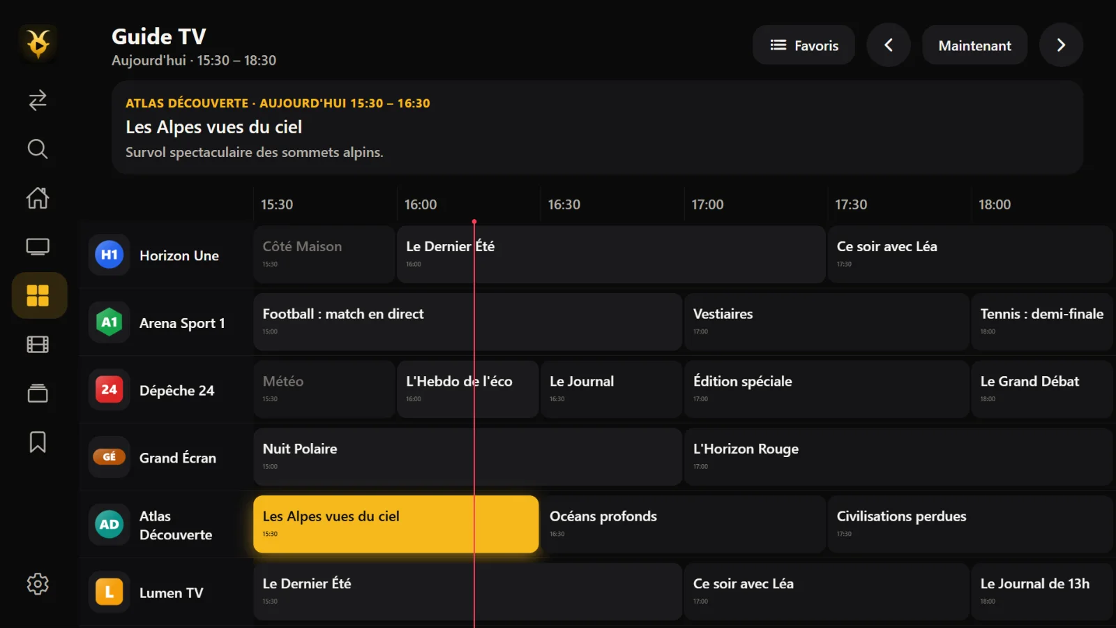 Guide TV sur un téléviseur
